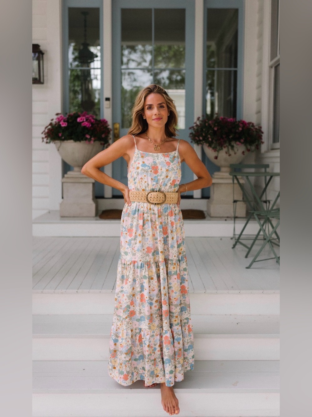 Hermoza x Julia Berolzheimer Floral Tiered Maxi Dress in Pastel Multi